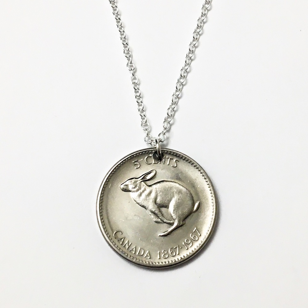 1967 Lucky “Rabbit” Coin Necklace, 18-inch